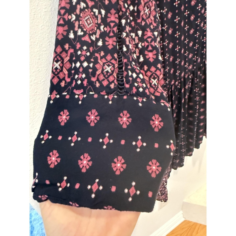VanessaVirginia Anthropologie Dress Womens Medium Black Embroidered Boho Swing - Picture 4 of 16